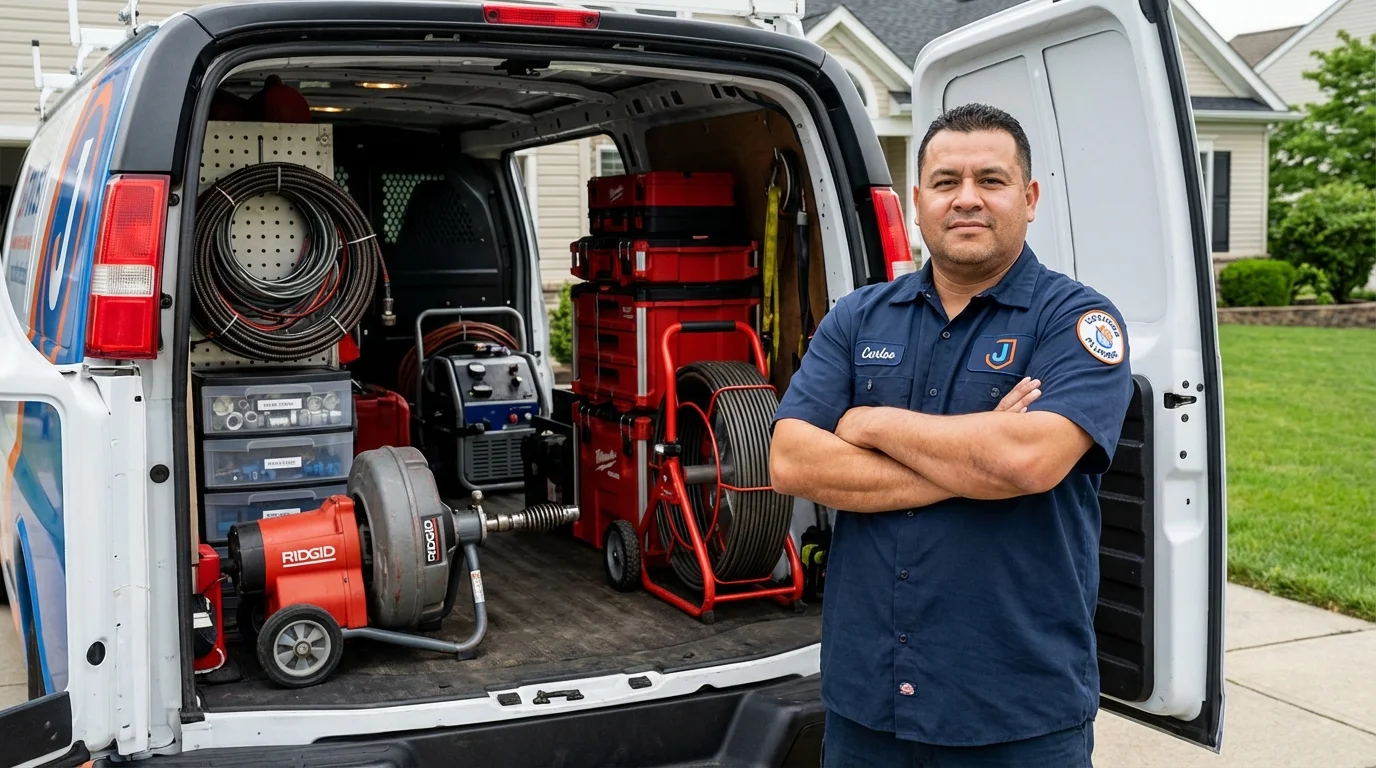 Professional drain cleaning equipment and Johns Plumbing LLC plumber in Aumsville