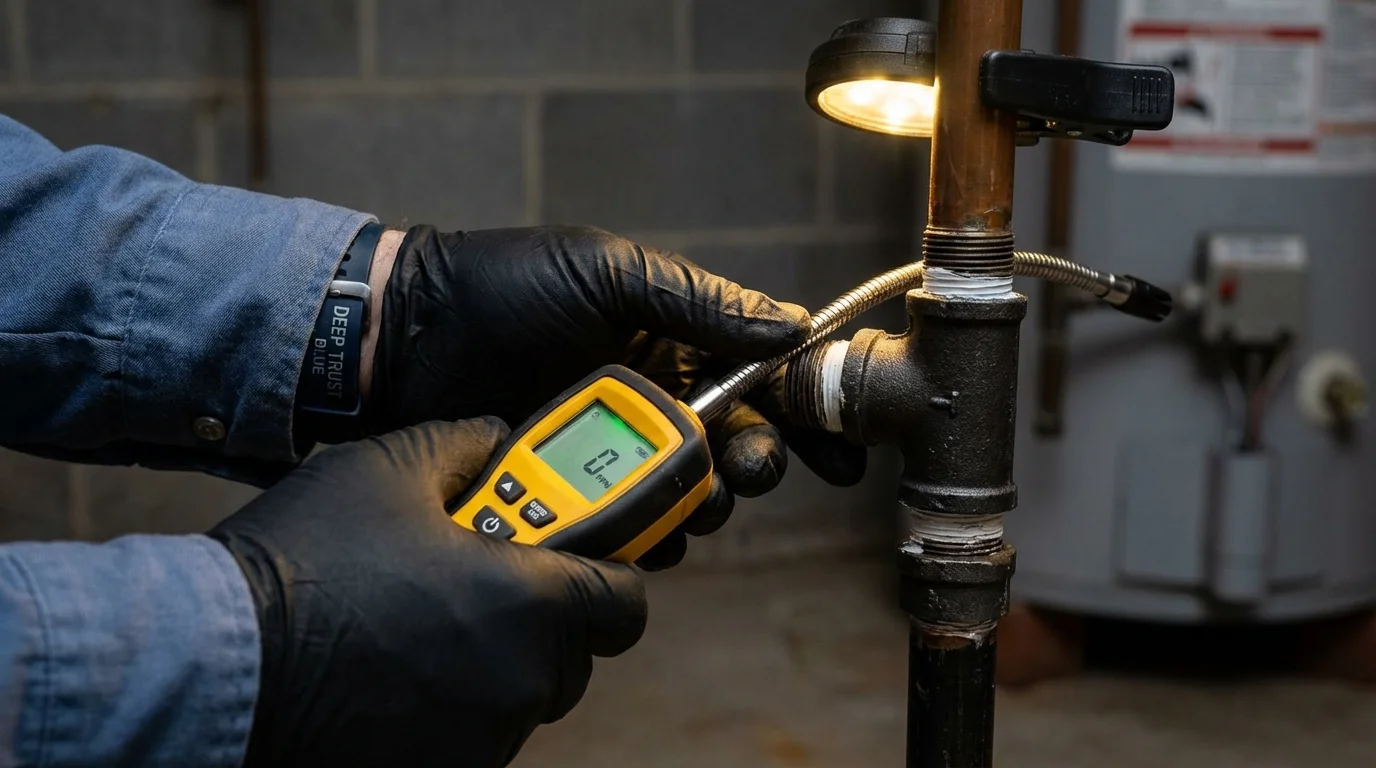Gas leak detection with electronic sniffer by Johns Plumbing LLC in Aumsville