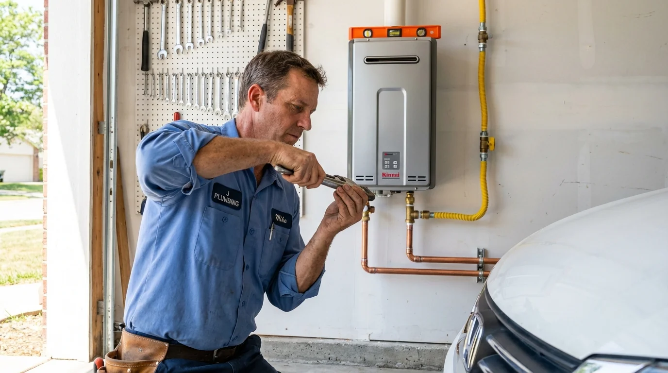 Tankless water heater installation by a Johns Plumbing LLC plumber in Aumsville